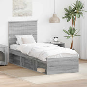Bedframe 75x190 cm massief grenenhout grijs Sonoma