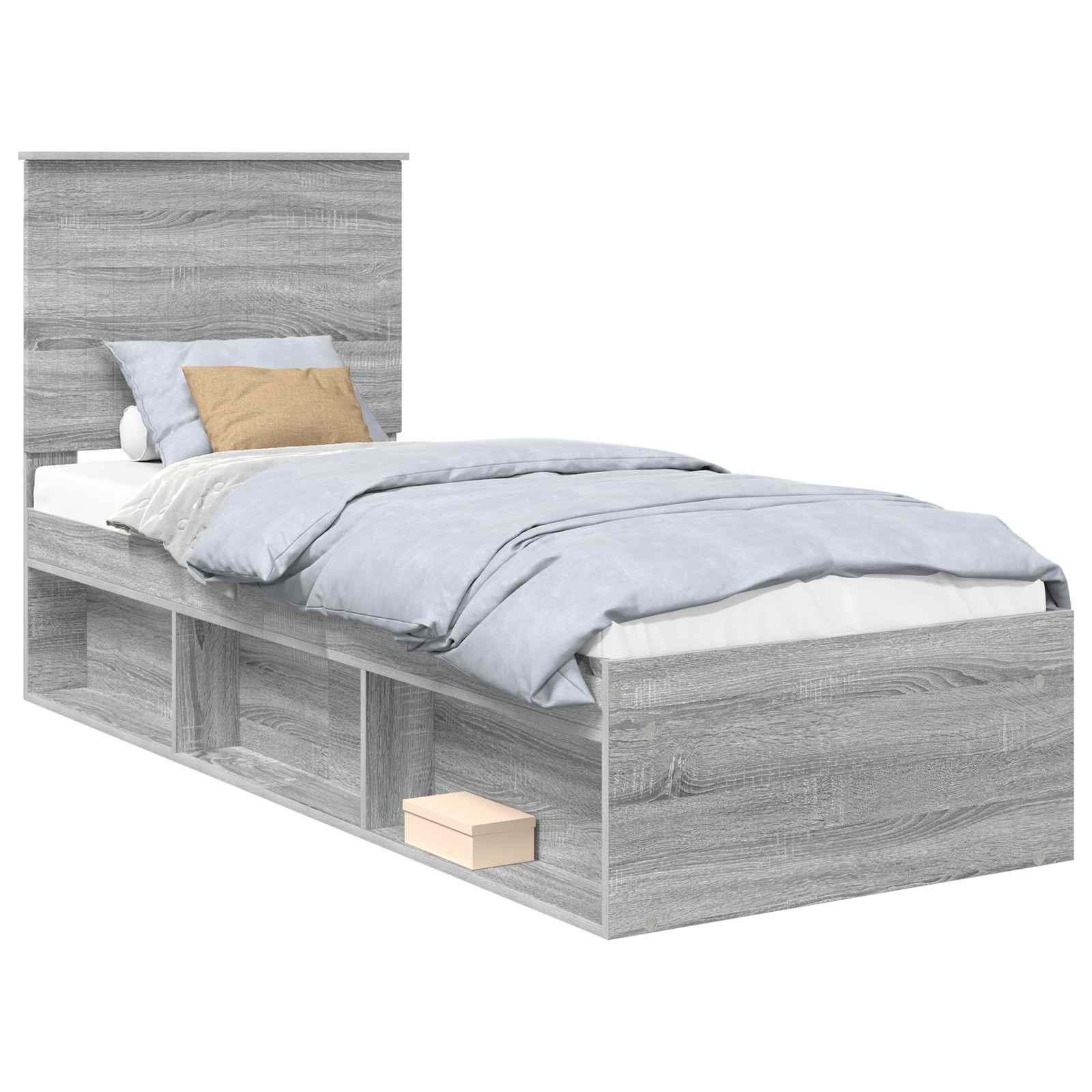 Bedframe Massief Grenenhout Grijs Sonoma 75 x 190 cm