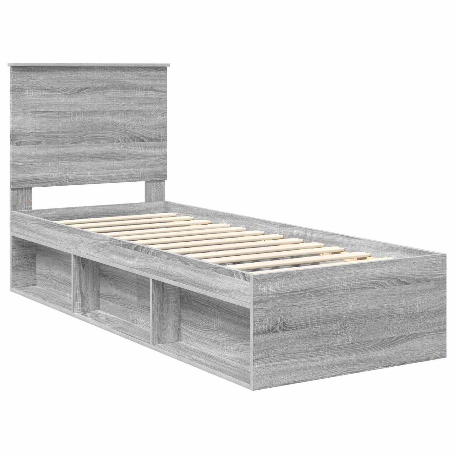 Bedframe Massief Grenenhout Grijs Sonoma 75 x 190 cm