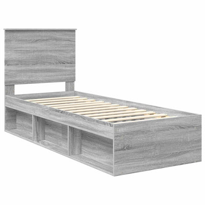 Bedframe Massief Grenenhout Grijs Sonoma 75 x 190 cm