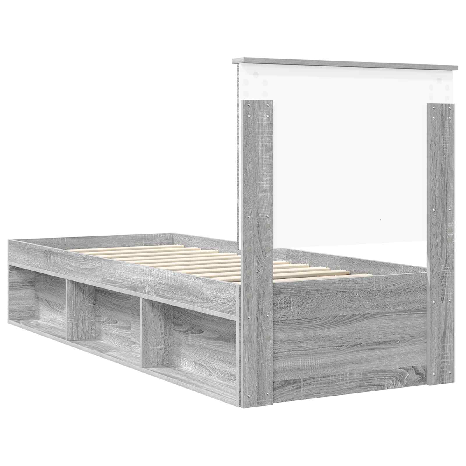 Bedframe Massief Grenenhout Grijs Sonoma 75 x 190 cm