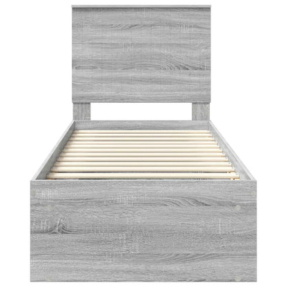 Bedframe Massief Grenenhout Grijs Sonoma 75 x 190 cm