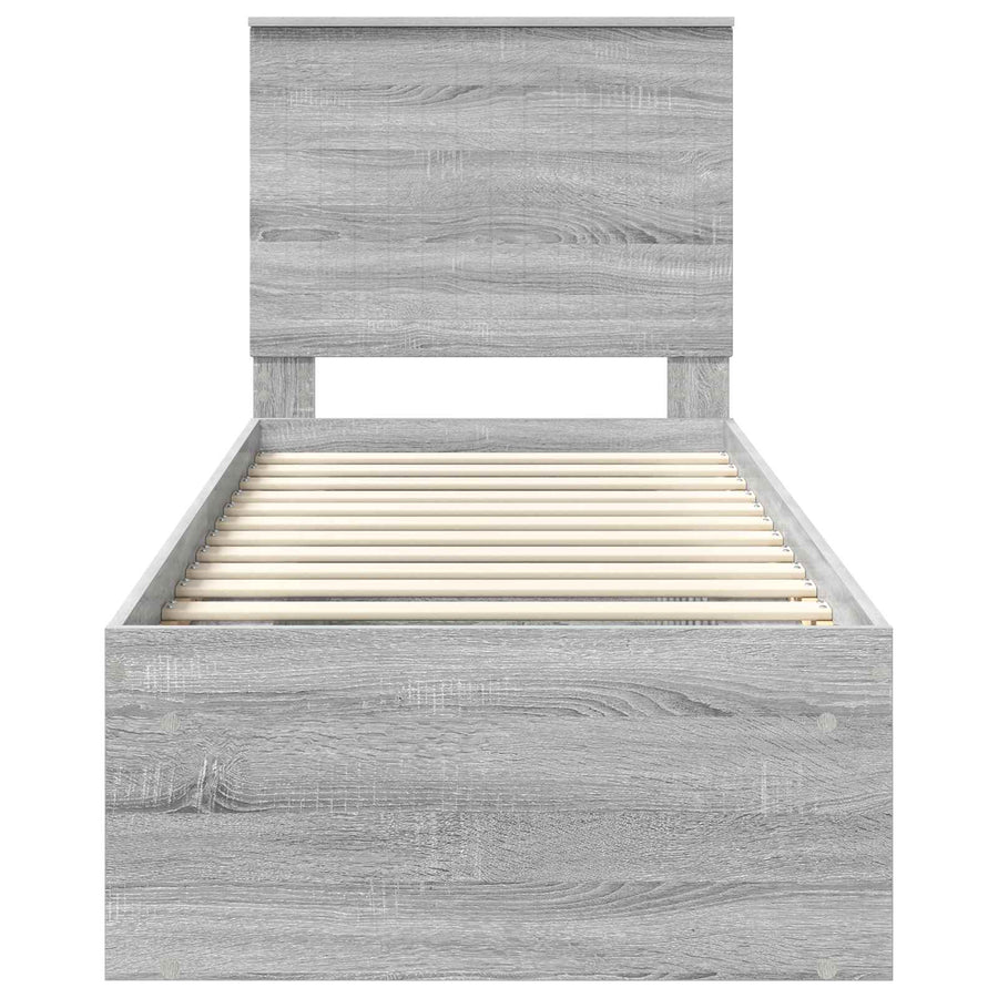 Bedframe Massief Grenenhout Grijs Sonoma 75 x 190 cm