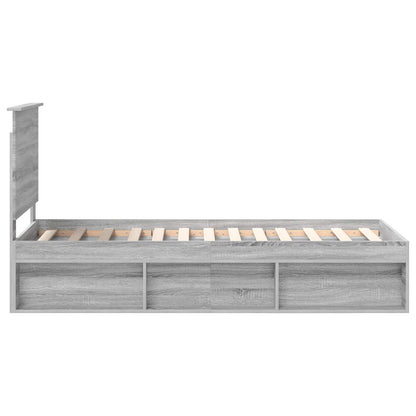 Bedframe Massief Grenenhout Grijs Sonoma 75 x 190 cm