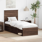 Bed Frame Brown Oak 75 x 190 cm Solid Pine Wood