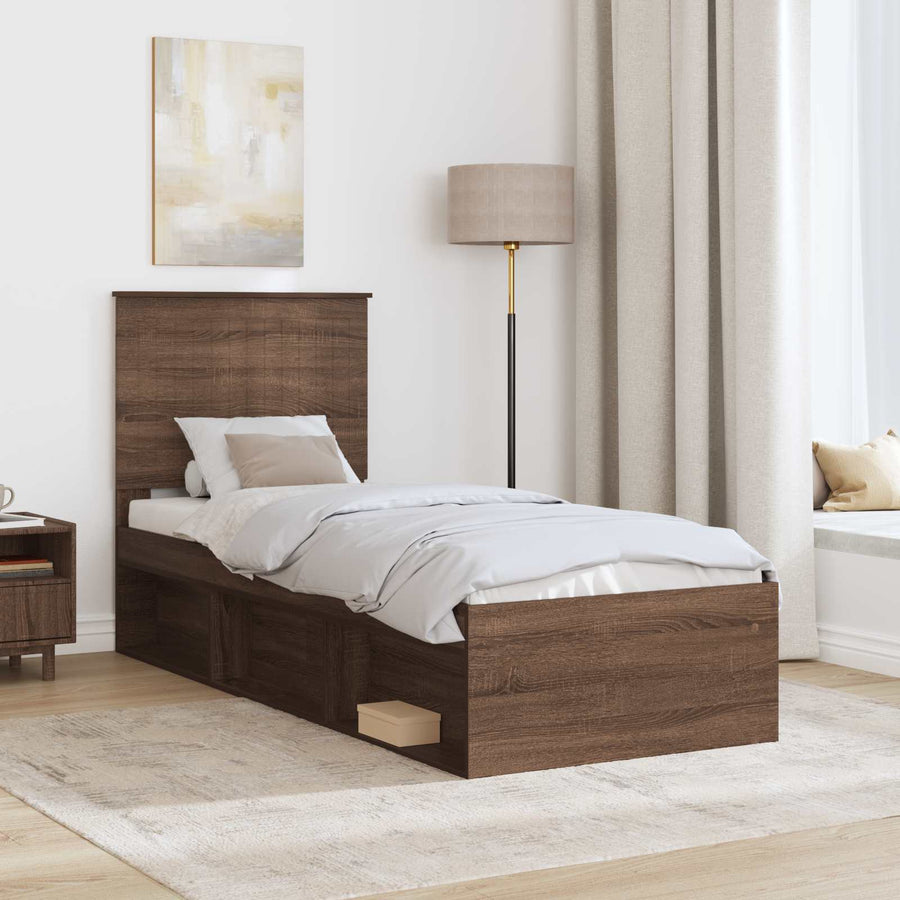 Bedframe Bruin Eiken 75 x 190 cm Massief grenenhout