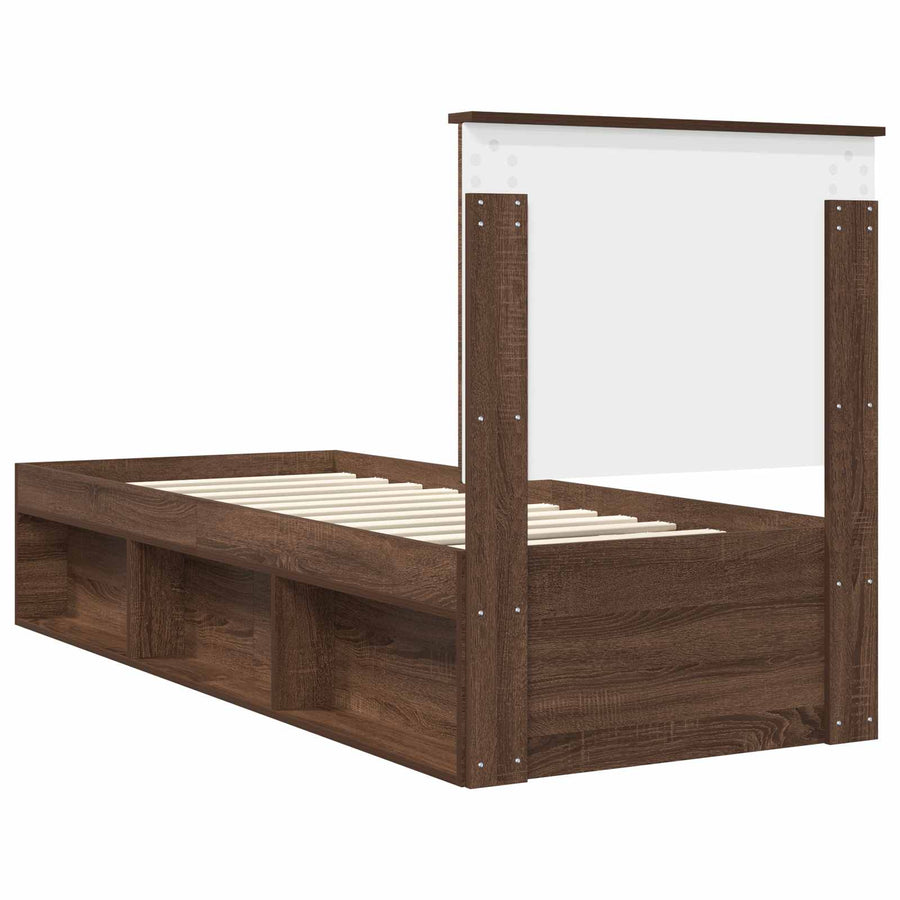 Bedframe Bruin Eiken 75 x 190 cm Massief grenenhout
