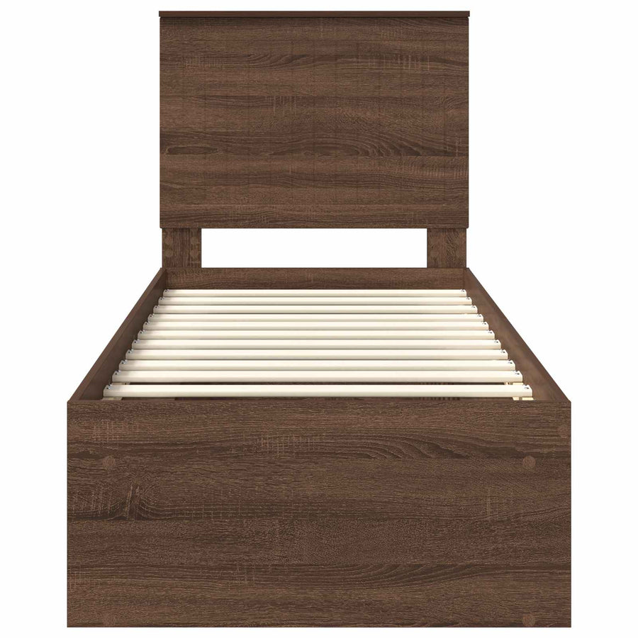 Bedframe Bruin Eiken 75 x 190 cm Massief grenenhout