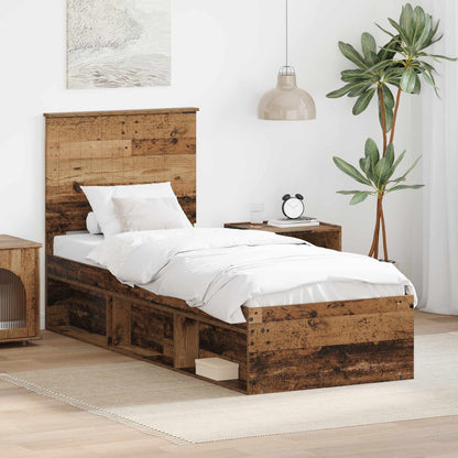 Bedframe met hoofdeinde Oudhout 75 x 190 cm Massief grenenhout