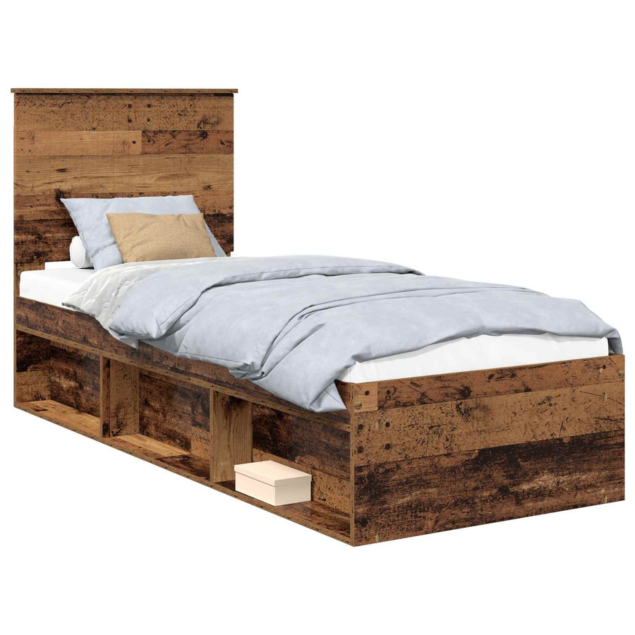 Bedframe met hoofdeinde Oudhout 75 x 190 cm Massief grenenhout