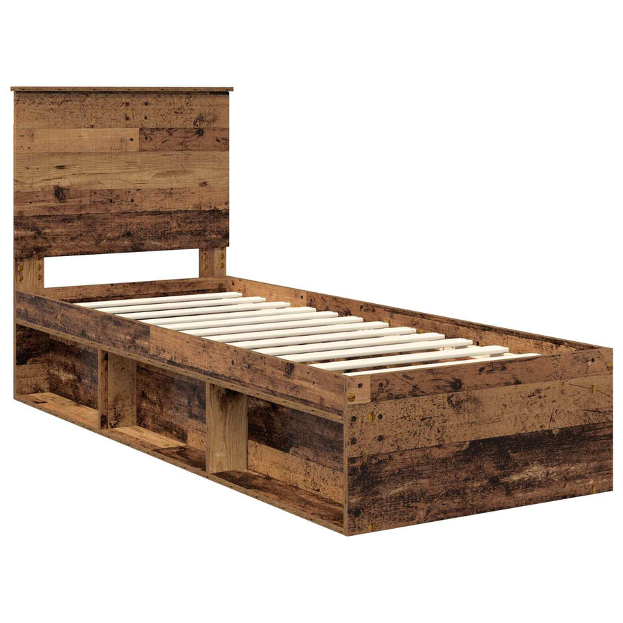 Bedframe met hoofdeinde Oudhout 75 x 190 cm Massief grenenhout