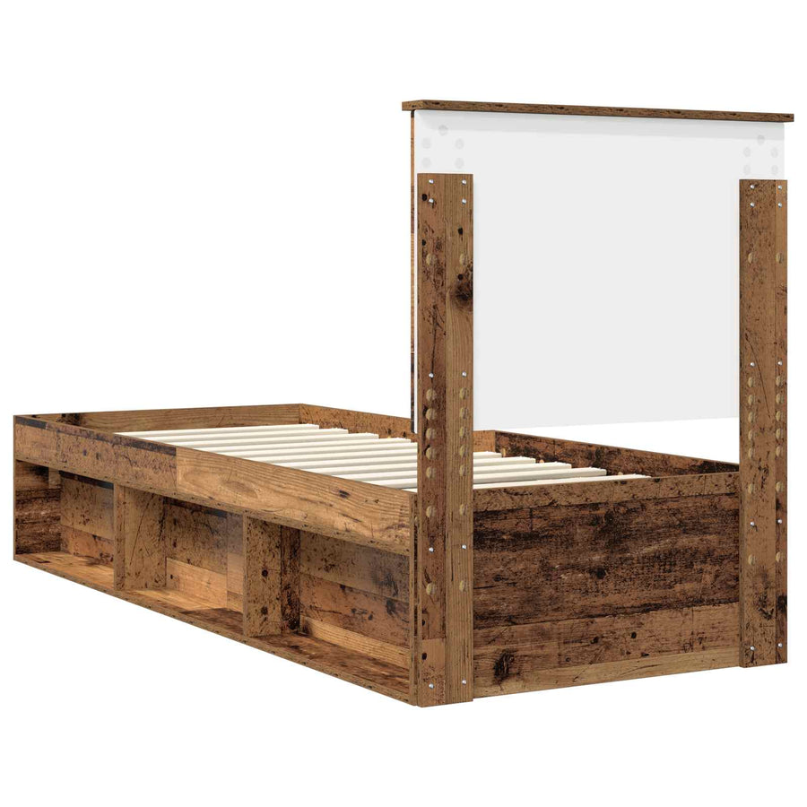 Bedframe met hoofdeinde Oudhout 75 x 190 cm Massief grenenhout