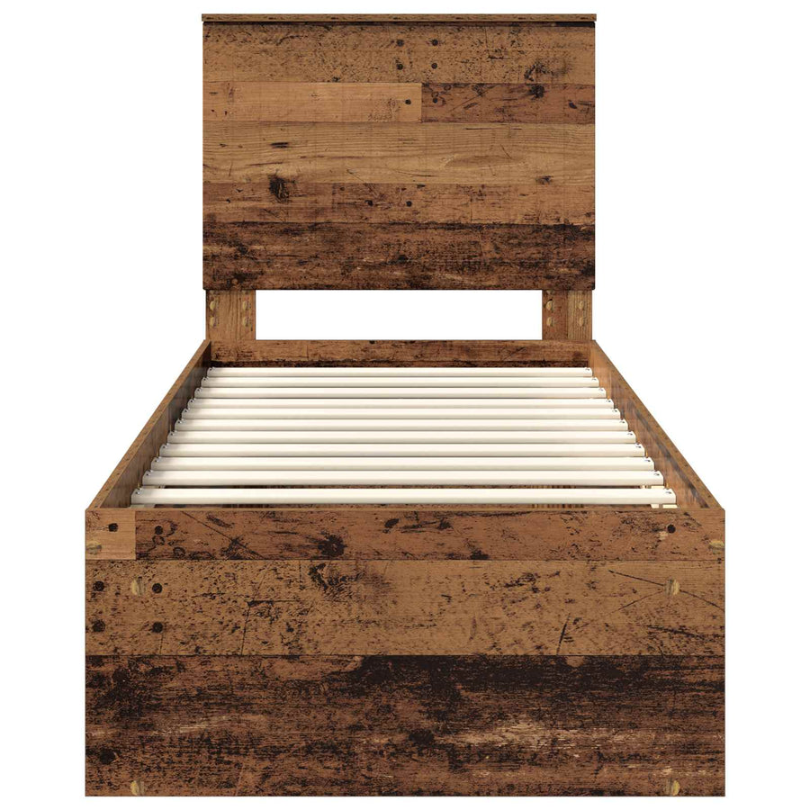 Bedframe met hoofdeinde Oudhout 75 x 190 cm Massief grenenhout