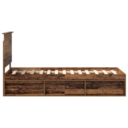 Bedframe met hoofdeinde Oudhout 75 x 190 cm Massief grenenhout