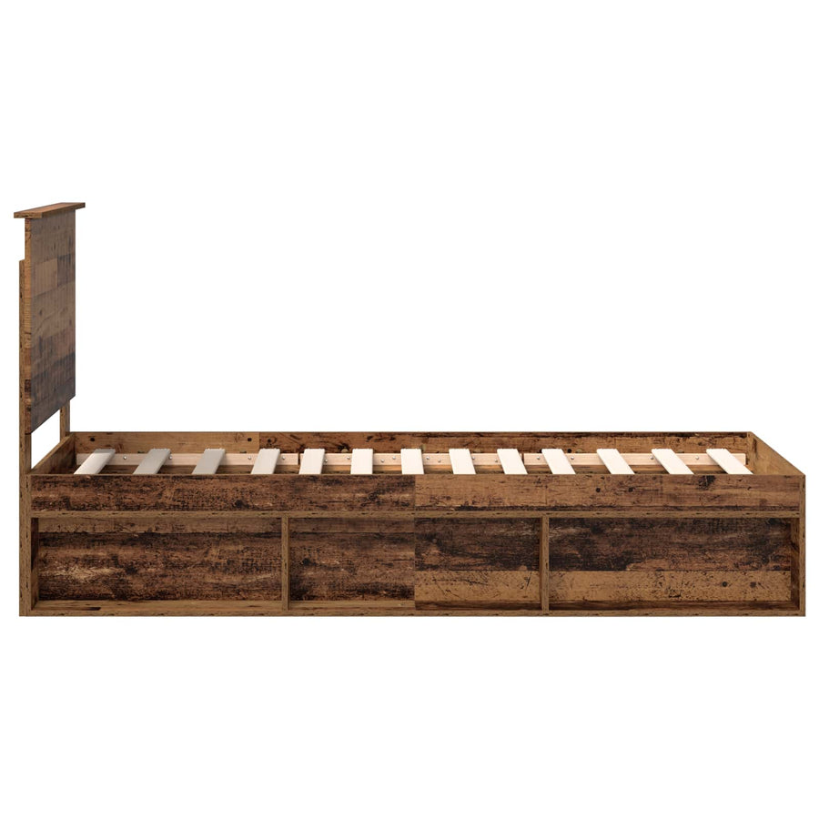 Bedframe met hoofdeinde Oudhout 75 x 190 cm Massief grenenhout