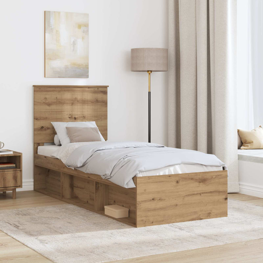Bedframe Ambachtelijk eiken 75 x 190 cm Massief grenenhout