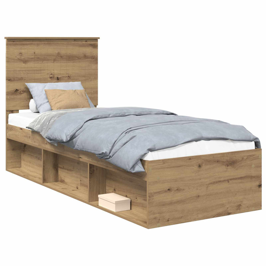 Bedframe Ambachtelijk eiken 75 x 190 cm Massief grenenhout