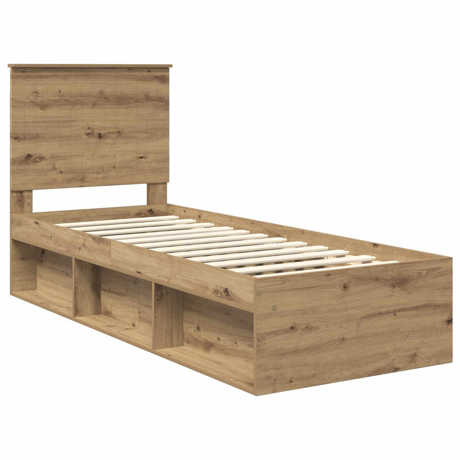 Bedframe Ambachtelijk eiken 75 x 190 cm Massief grenenhout