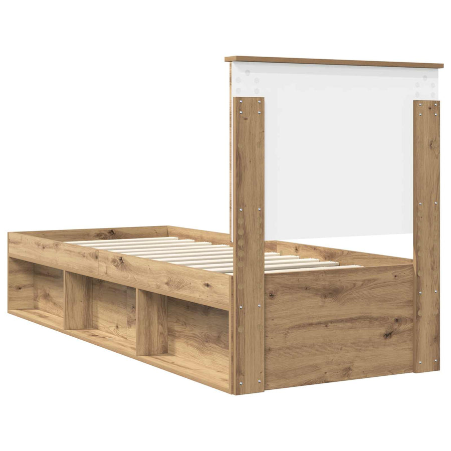 Bedframe Ambachtelijk eiken 75 x 190 cm Massief grenenhout