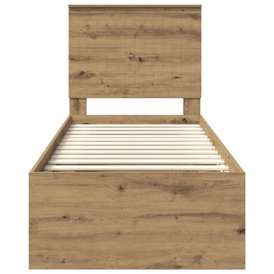 Bedframe Ambachtelijk eiken 75 x 190 cm Massief grenenhout