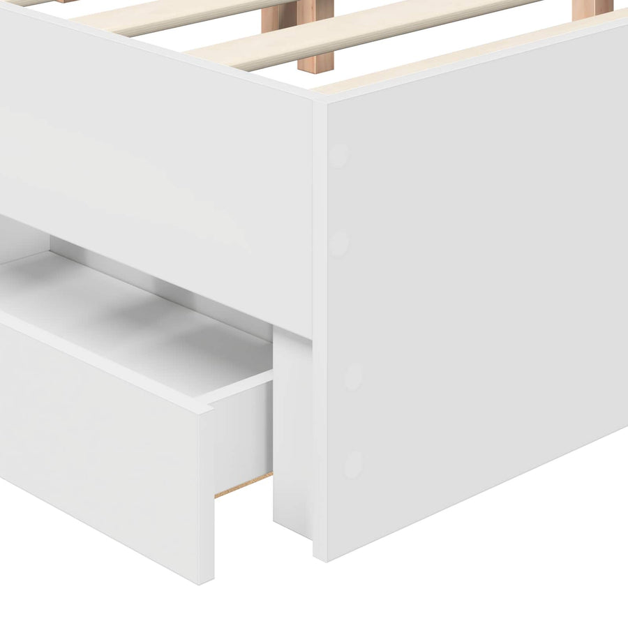 Bedframe Met Lade Met Opslag Ingenieurshout 200 x 200 cm Wit