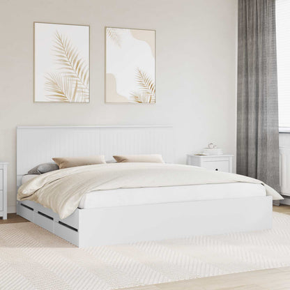 Bedframe Met Lade Met Opslag Ingenieurshout 200 x 200 cm Wit