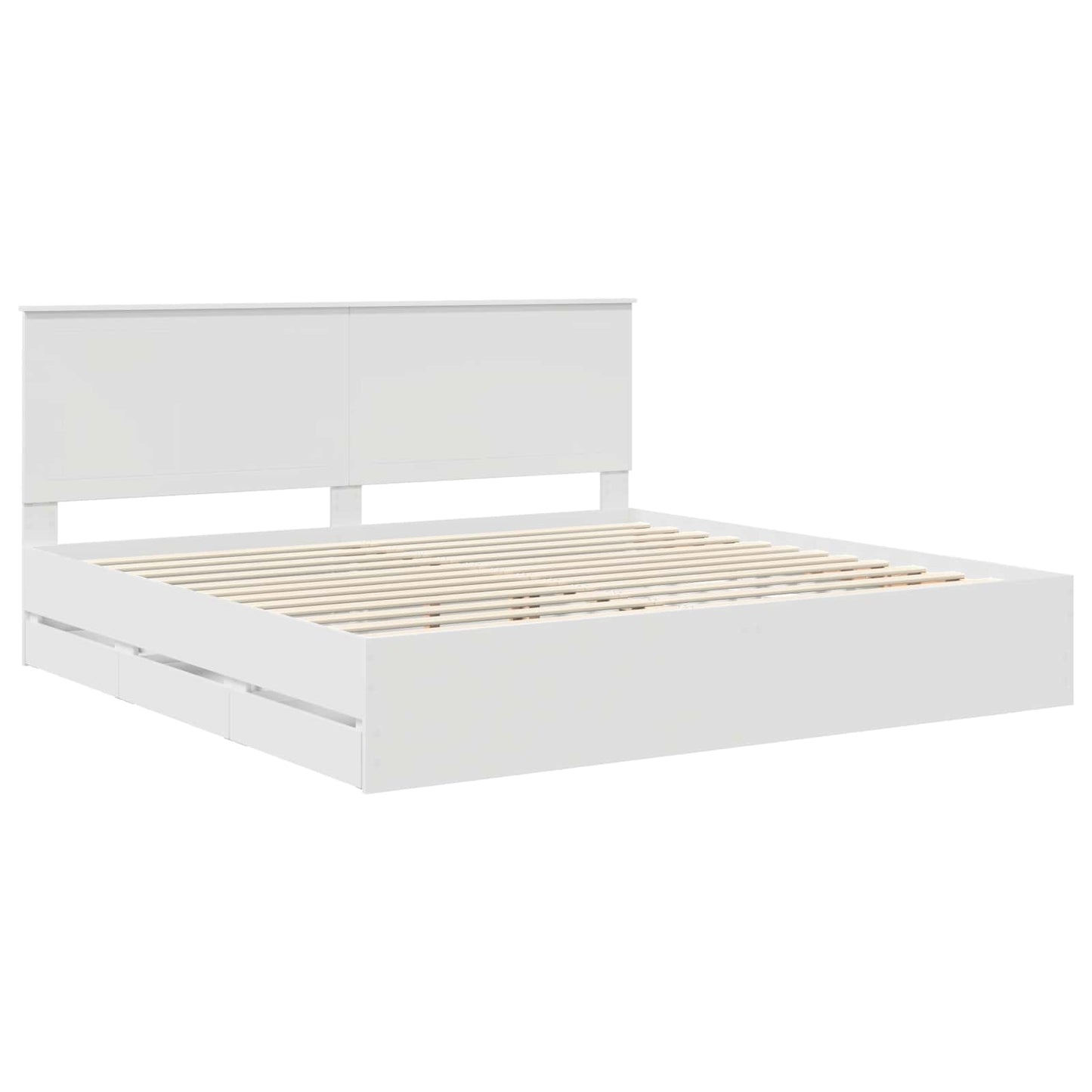Bedframe Met Lade Met Opslag Ingenieurshout 200 x 200 cm Wit