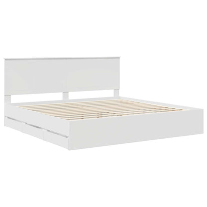 Bedframe Met Lade Met Opslag Ingenieurshout 200 x 200 cm Wit