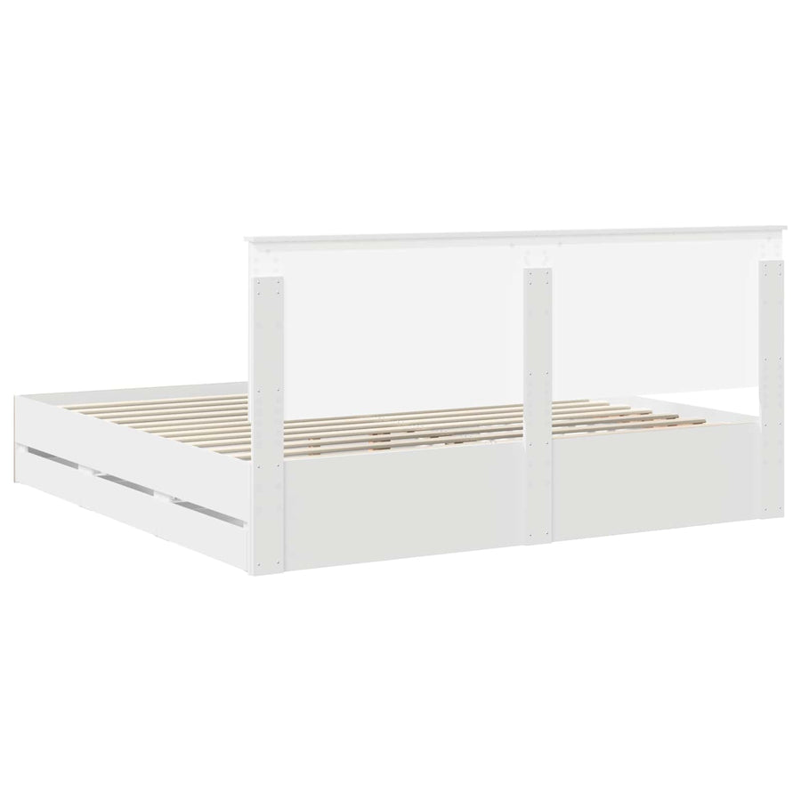 Bedframe Met Lade Met Opslag Ingenieurshout 200 x 200 cm Wit