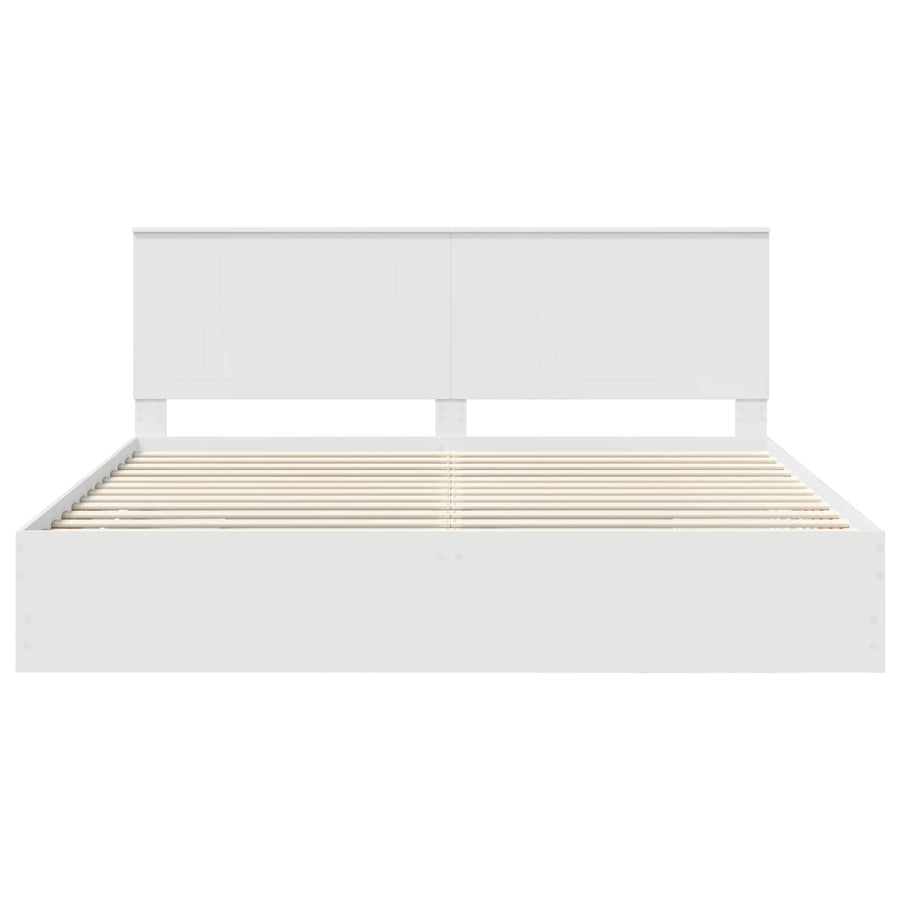 Bedframe Met Lade Met Opslag Ingenieurshout 200 x 200 cm Wit