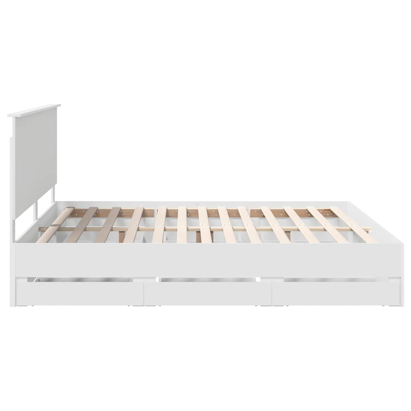 Bedframe Met Lade Met Opslag Ingenieurshout 200 x 200 cm Wit