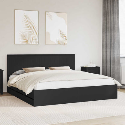 Bedframe Met Lade Met Opslag Ingenieurshout 200 x 200 cm Zwart