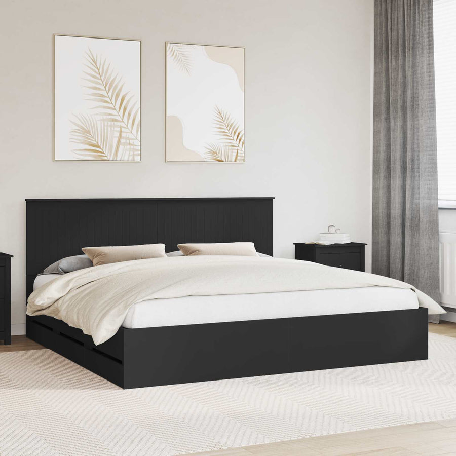 Bedframe Met Lade Met Opslag Ingenieurshout 200 x 200 cm Zwart