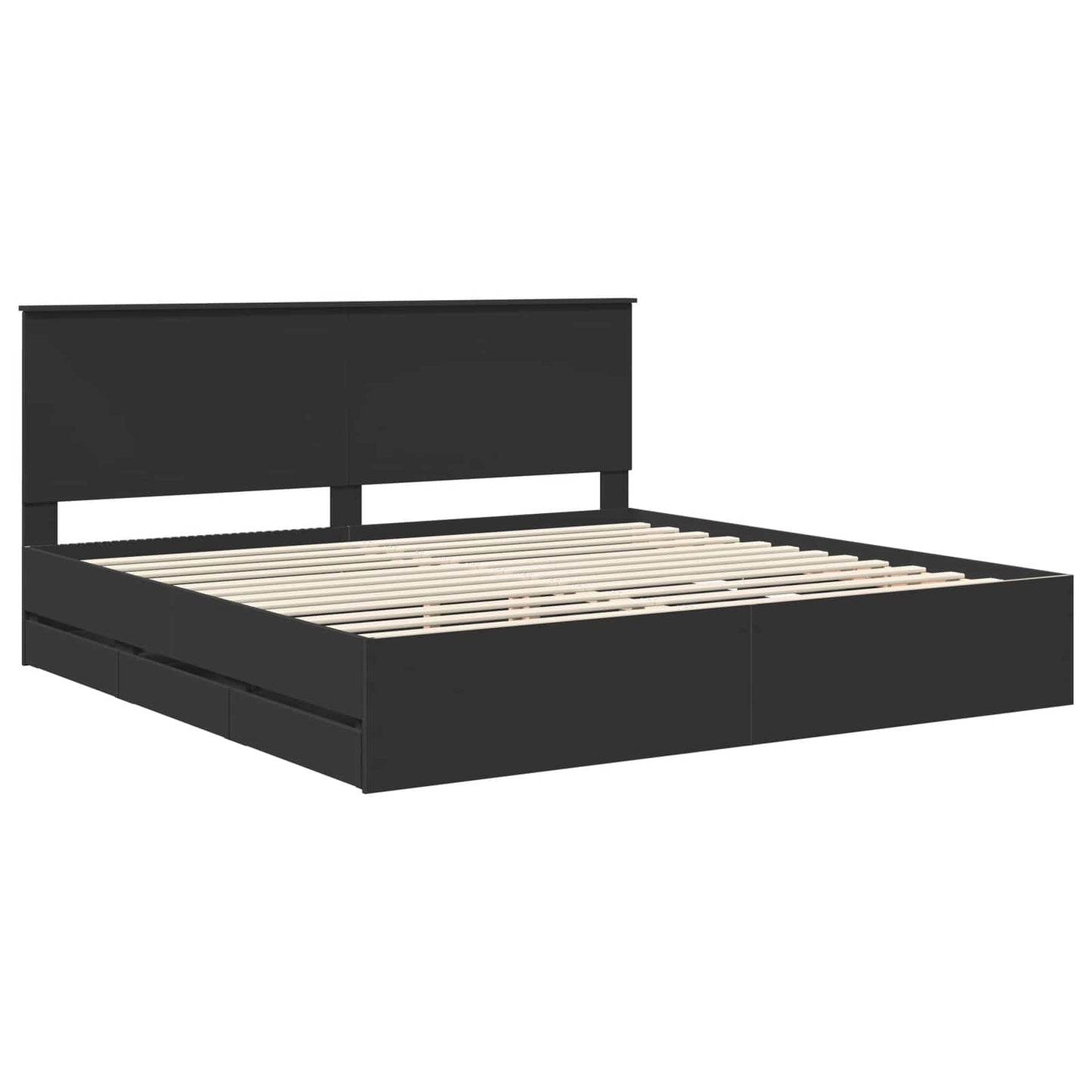 Bedframe Met Lade Met Opslag Ingenieurshout 200 x 200 cm Zwart