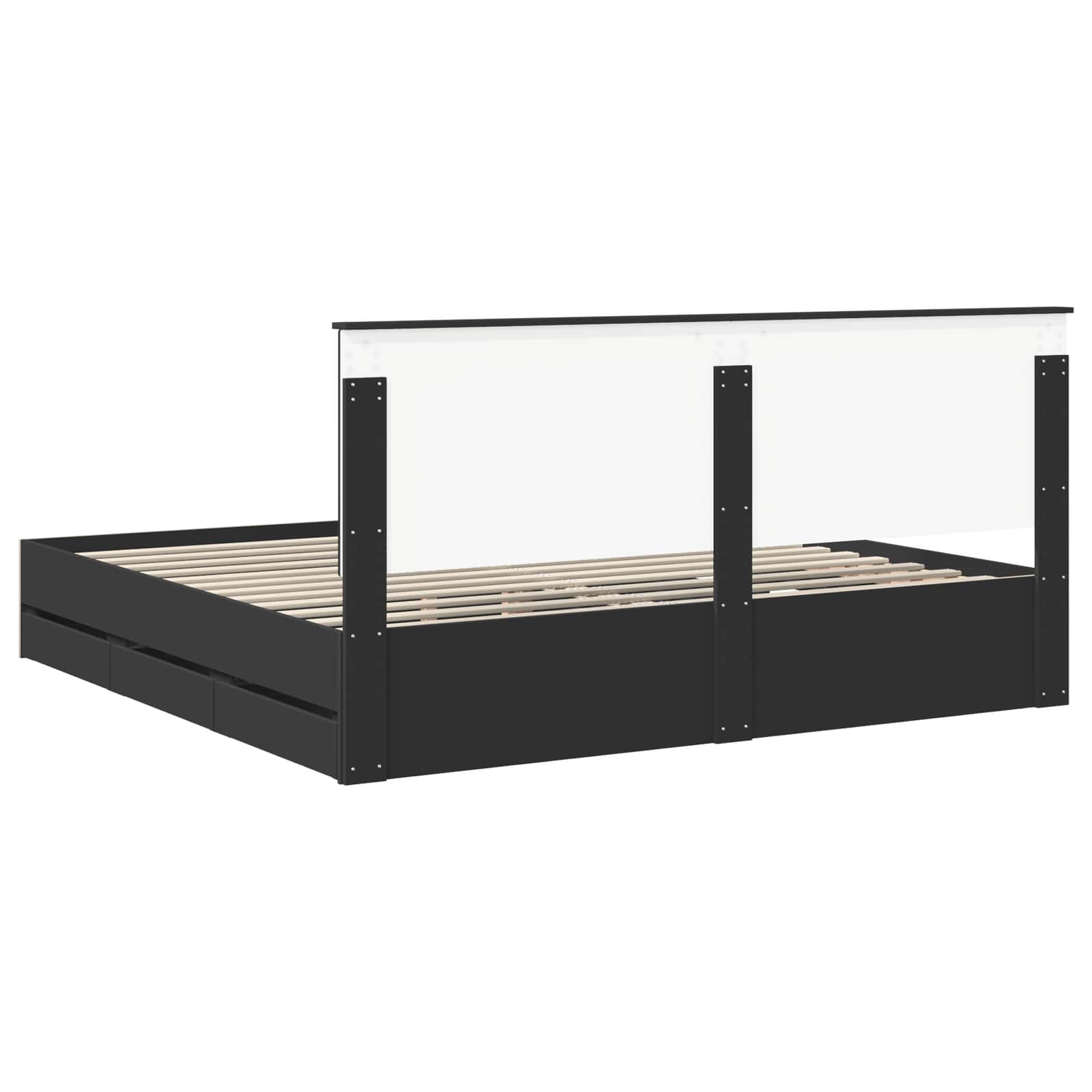 Bedframe Met Lade Met Opslag Ingenieurshout 200 x 200 cm Zwart