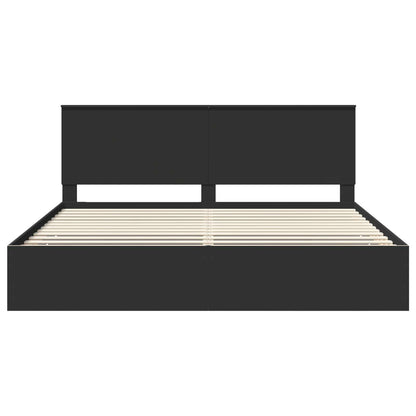 Bedframe Met Lade Met Opslag Ingenieurshout 200 x 200 cm Zwart