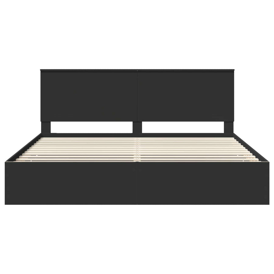 Bedframe Met Lade Met Opslag Ingenieurshout 200 x 200 cm Zwart