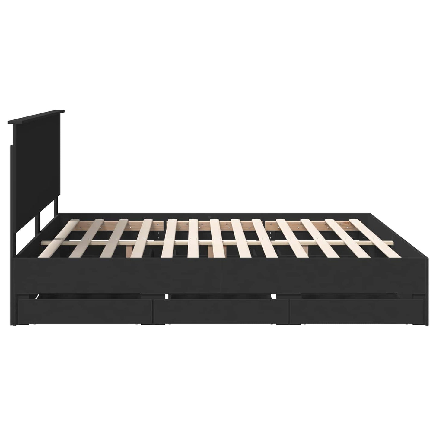 Bedframe Met Lade Met Opslag Ingenieurshout 200 x 200 cm Zwart