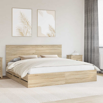 Bedframe Met Lade Ingenieurshout 200 x 200 cm Sonoma eiken