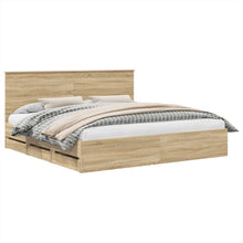 Bedframe Met Lade Ingenieurshout 200 x 200 cm Sonoma eiken