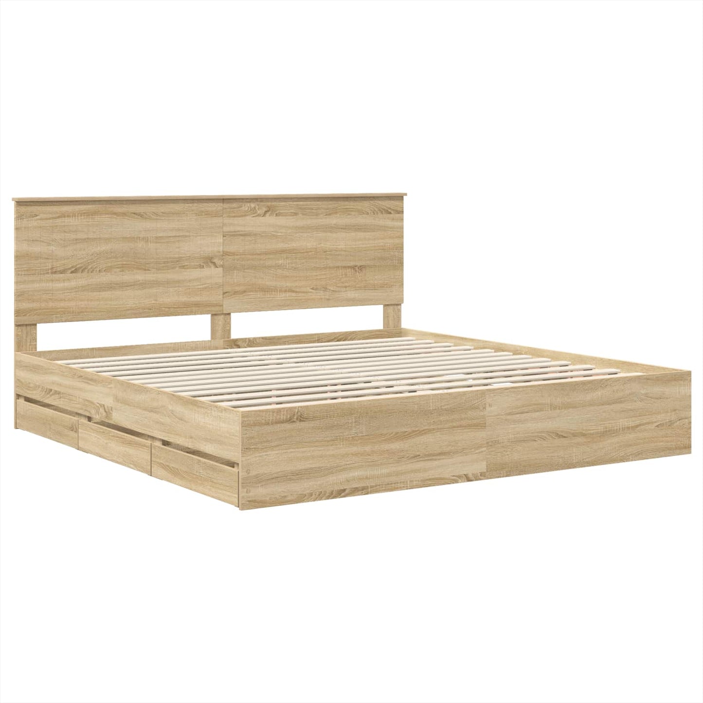 Bedframe Met Lade Ingenieurshout 200 x 200 cm Sonoma eiken
