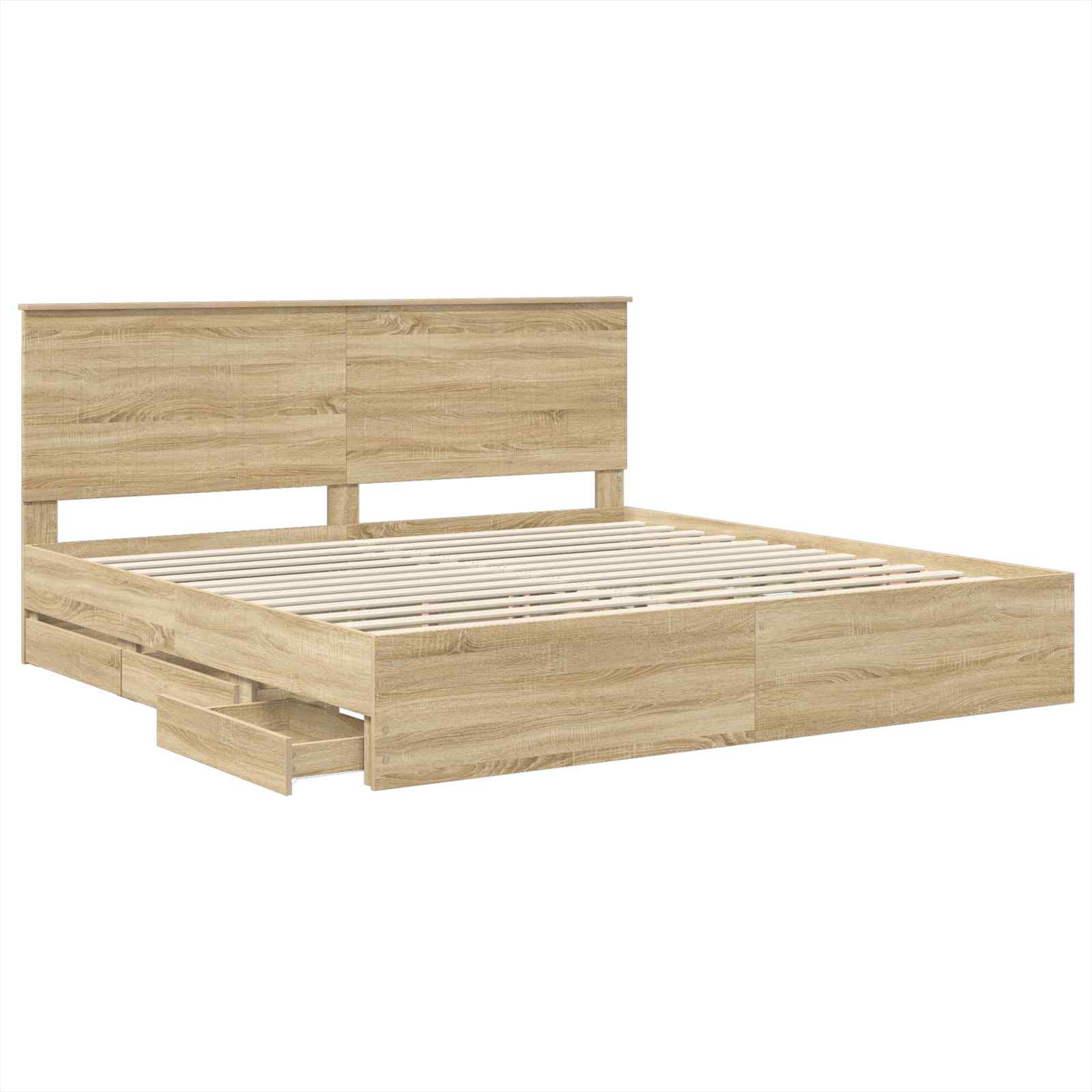 Bedframe Met Lade Ingenieurshout 200 x 200 cm Sonoma eiken