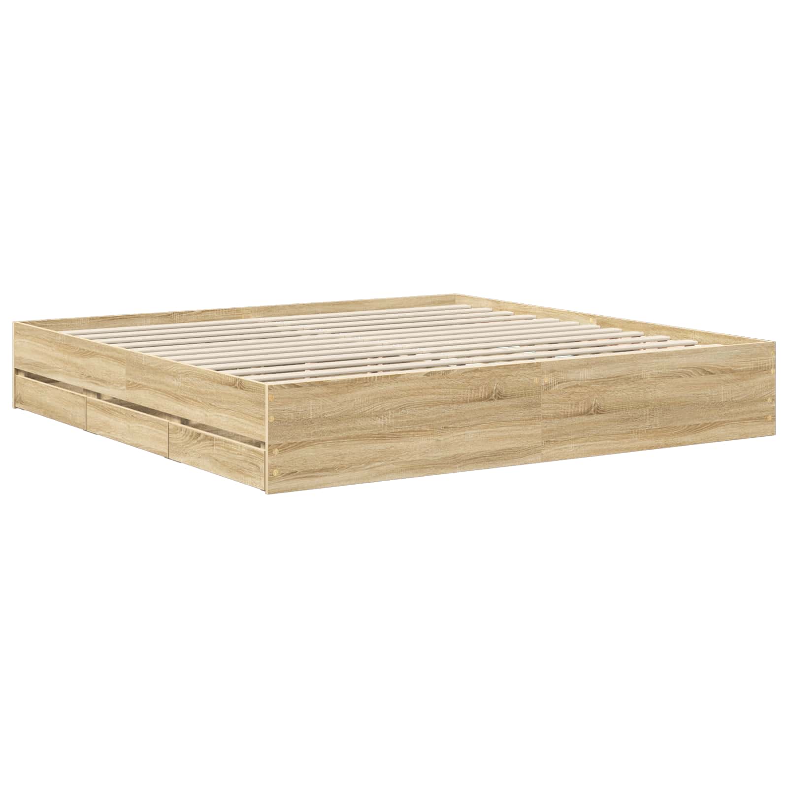 Bedframe Met Lade Ingenieurshout 200 x 200 cm Sonoma eiken