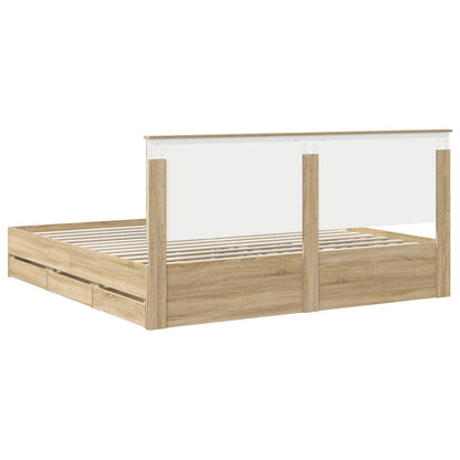 Bedframe Met Lade Ingenieurshout 200 x 200 cm Sonoma eiken