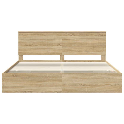 Bedframe Met Lade Ingenieurshout 200 x 200 cm Sonoma eiken
