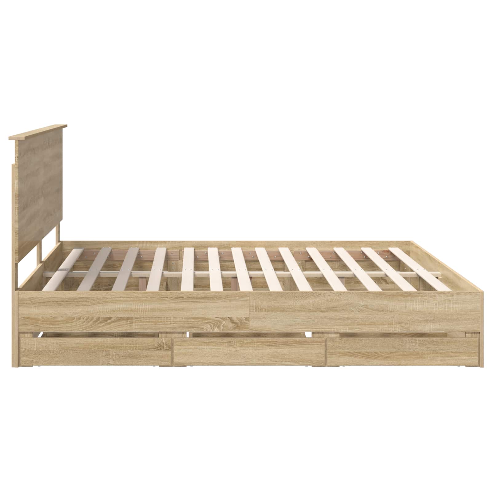 Bedframe Met Lade Ingenieurshout 200 x 200 cm Sonoma eiken