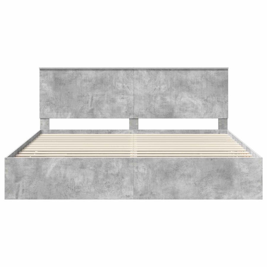 Bedframe Met Lade Beton Grijs Ingenieurshout 200 x 200 cm Betongrijs
