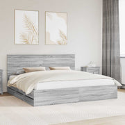 Bedframe met lade 200x200 cm grijs sonoma ingenieurshout