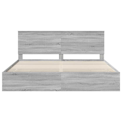 Bedframe Met Lade Ingenieurshout 200 x 200 cm Grijs sonoma