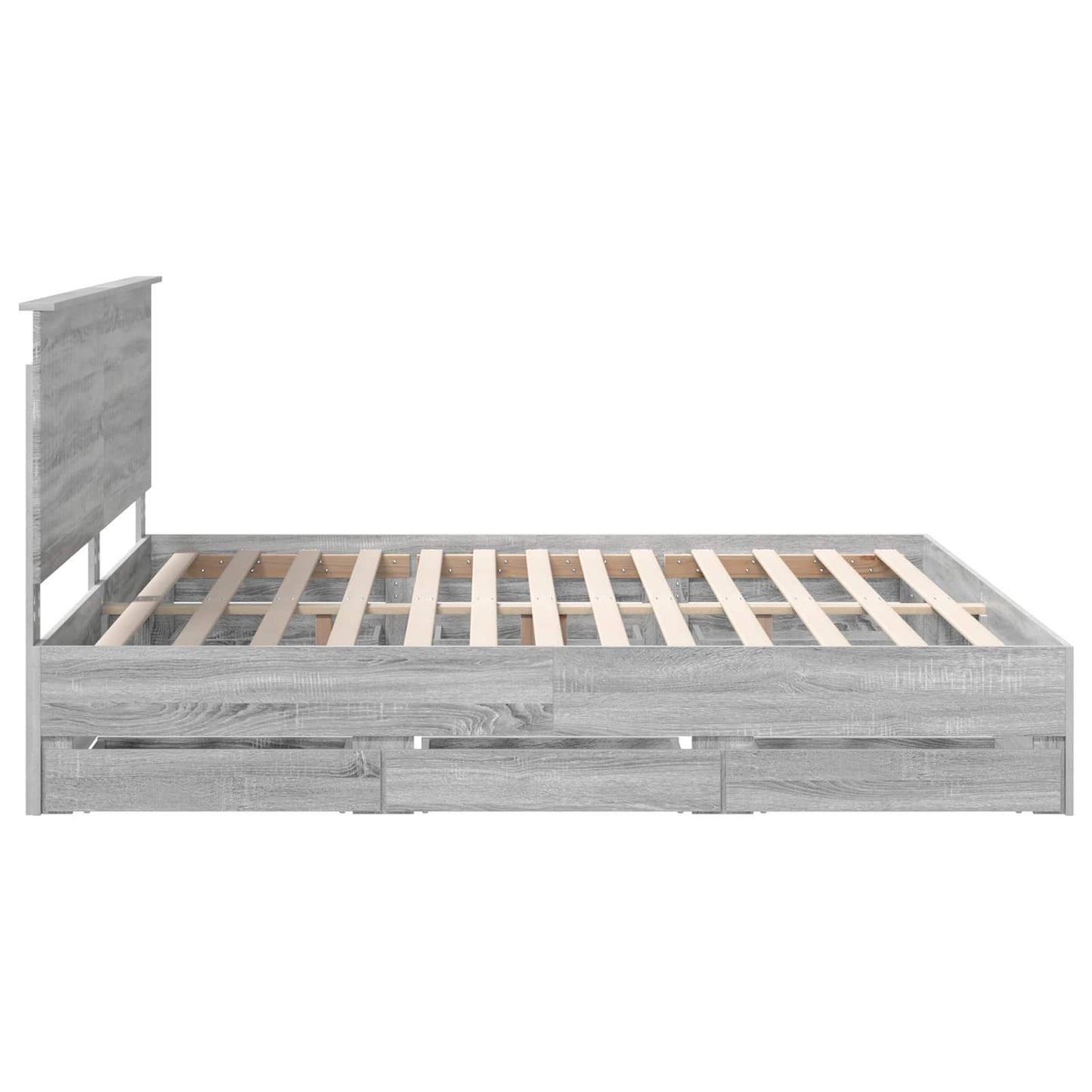 Bedframe Met Lade Ingenieurshout 200 x 200 cm Grijs sonoma